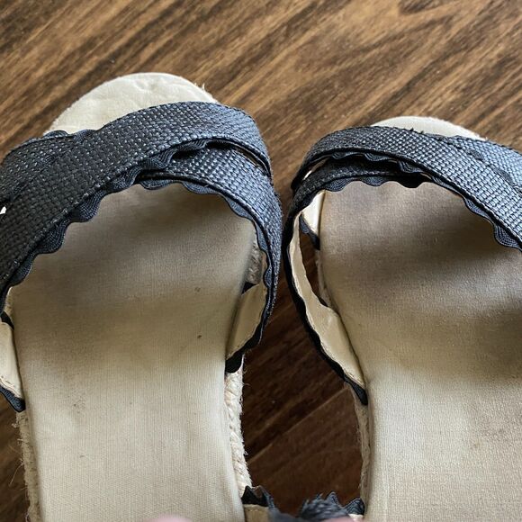 Janie & Jack Black Ric Rac Espadrille Sandals Girls' 10 - Picture 7 of 13